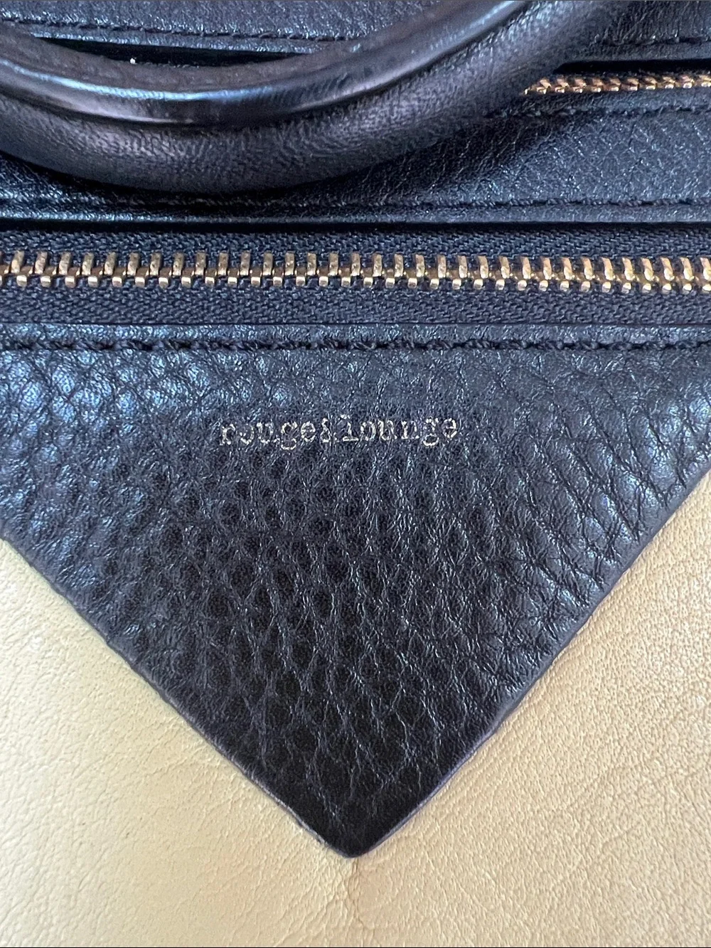 Black & Cream Chevron Leather Satchel Rouge & Lounge leather purse